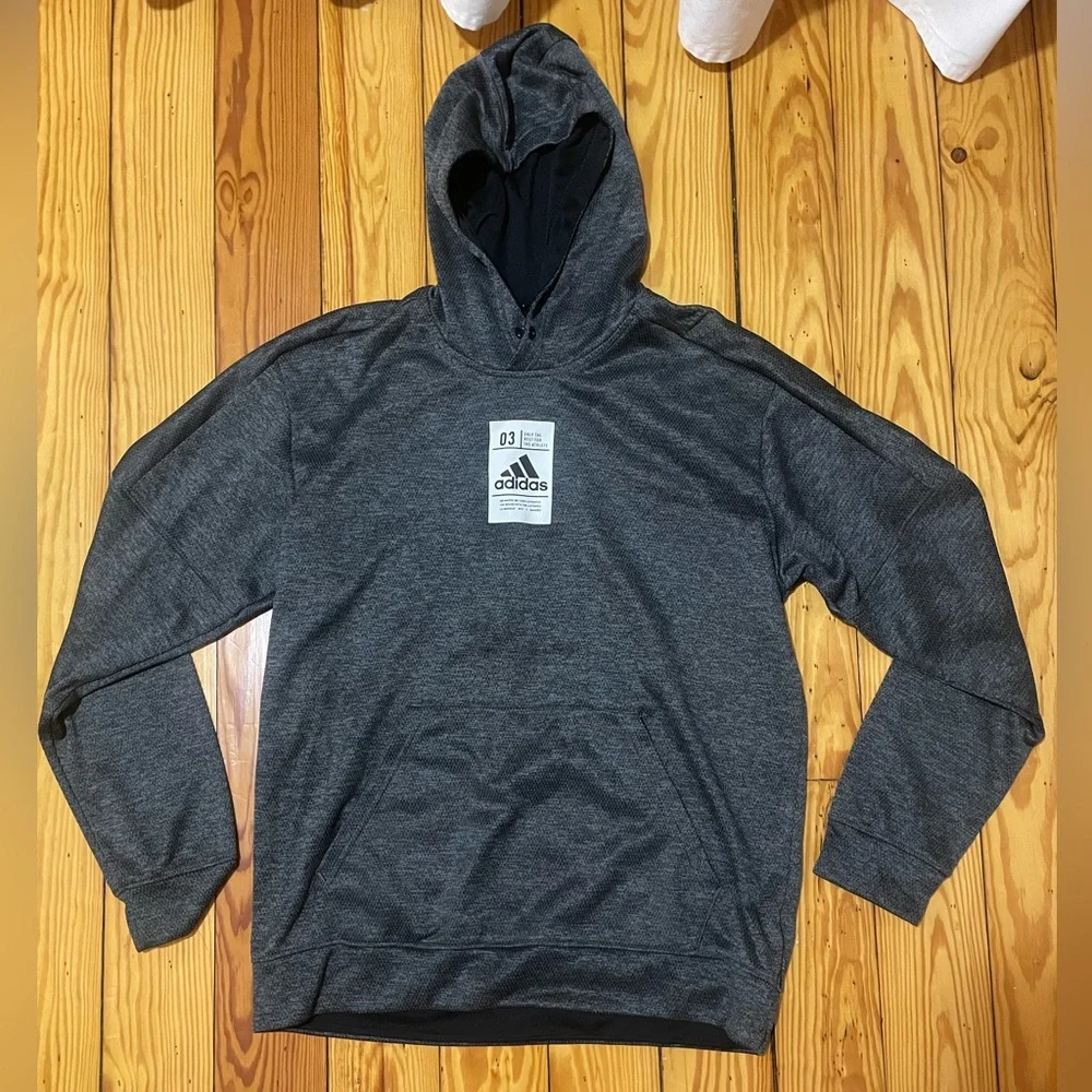 Adidas Men's Charcoal Hoodie Sweater L